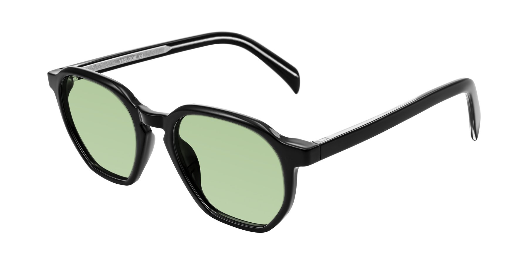 Angle of McKown in Black with Medium Green Tinted Lenses