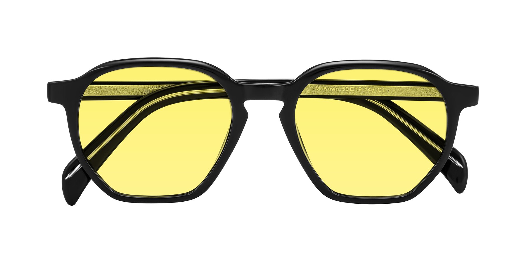 Folded Front of McKown in Black with Medium Yellow Tinted Lenses