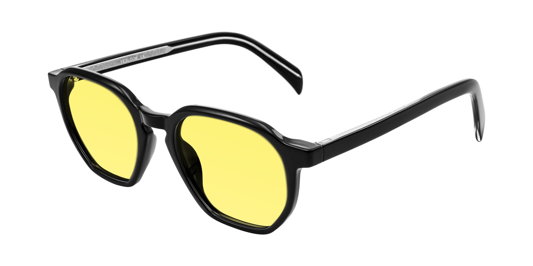 Angle of McKown in Black with Medium Yellow Tinted Lenses