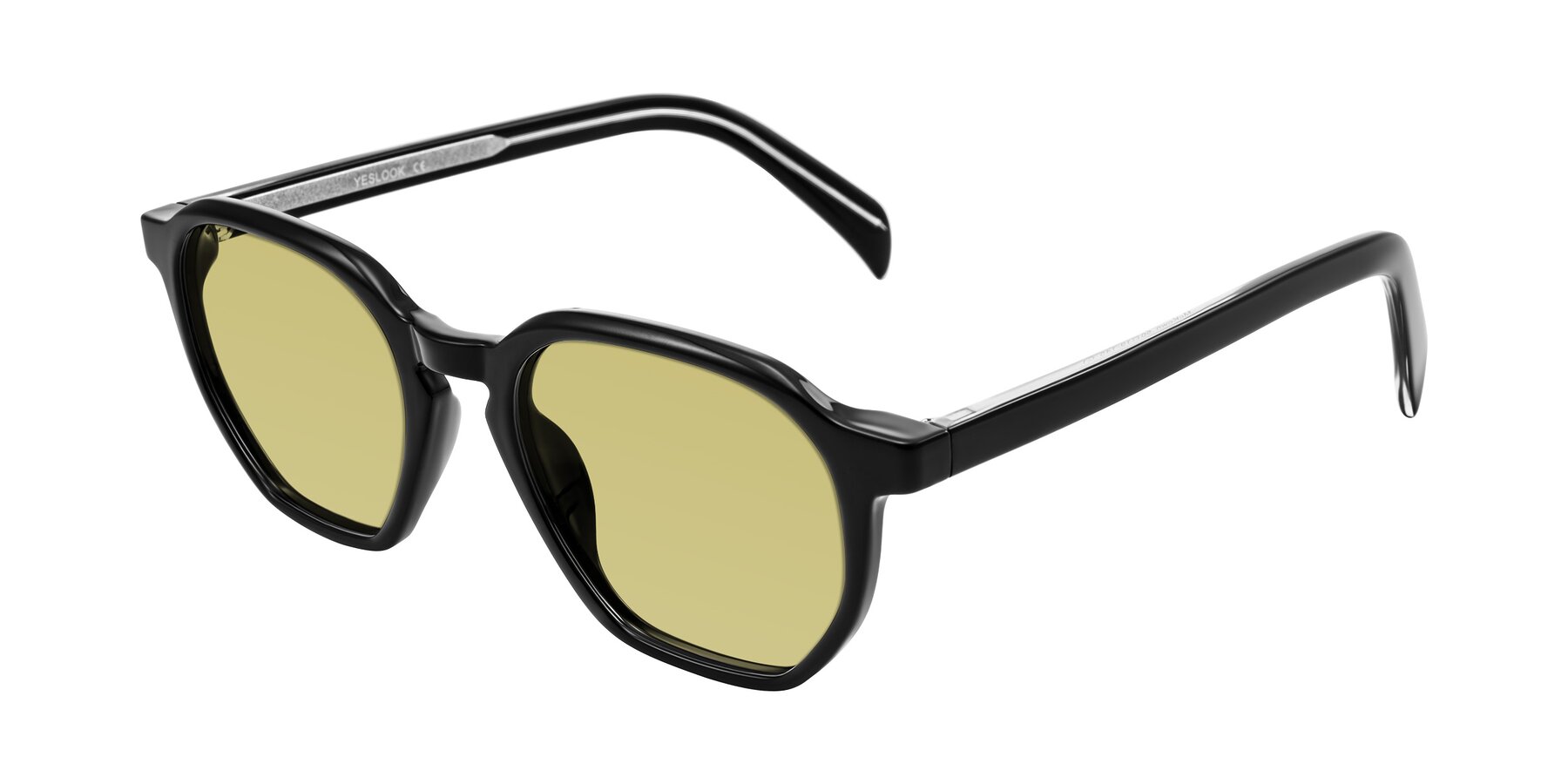 Angle of McKown in Black with Medium Champagne Tinted Lenses
