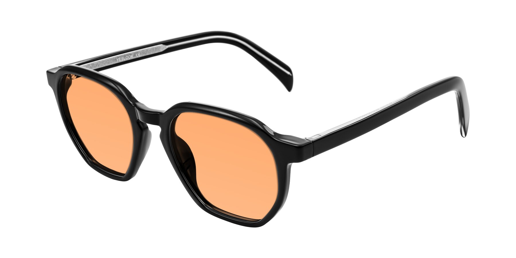Angle of McKown in Black with Medium Orange Tinted Lenses