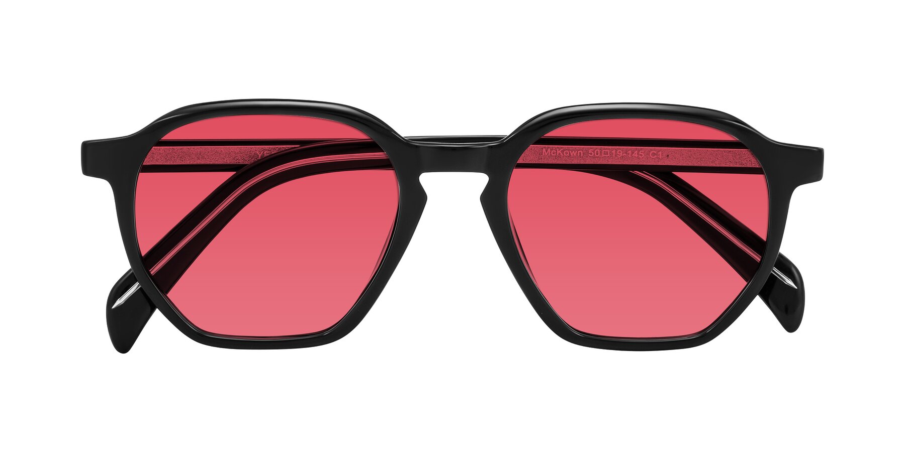 Folded Front of McKown in Black with Red Tinted Lenses