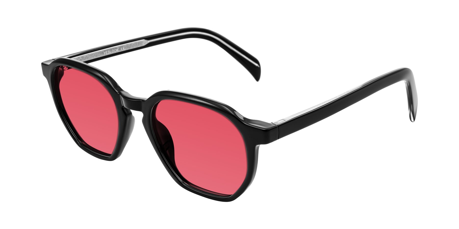 Angle of McKown in Black with Red Tinted Lenses