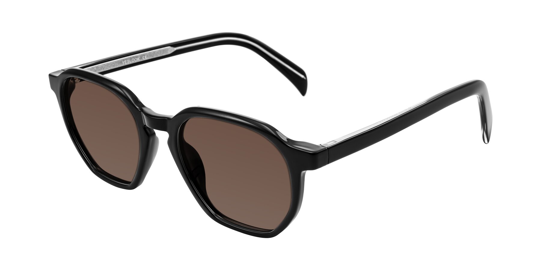 Angle of McKown in Black with Brown Tinted Lenses