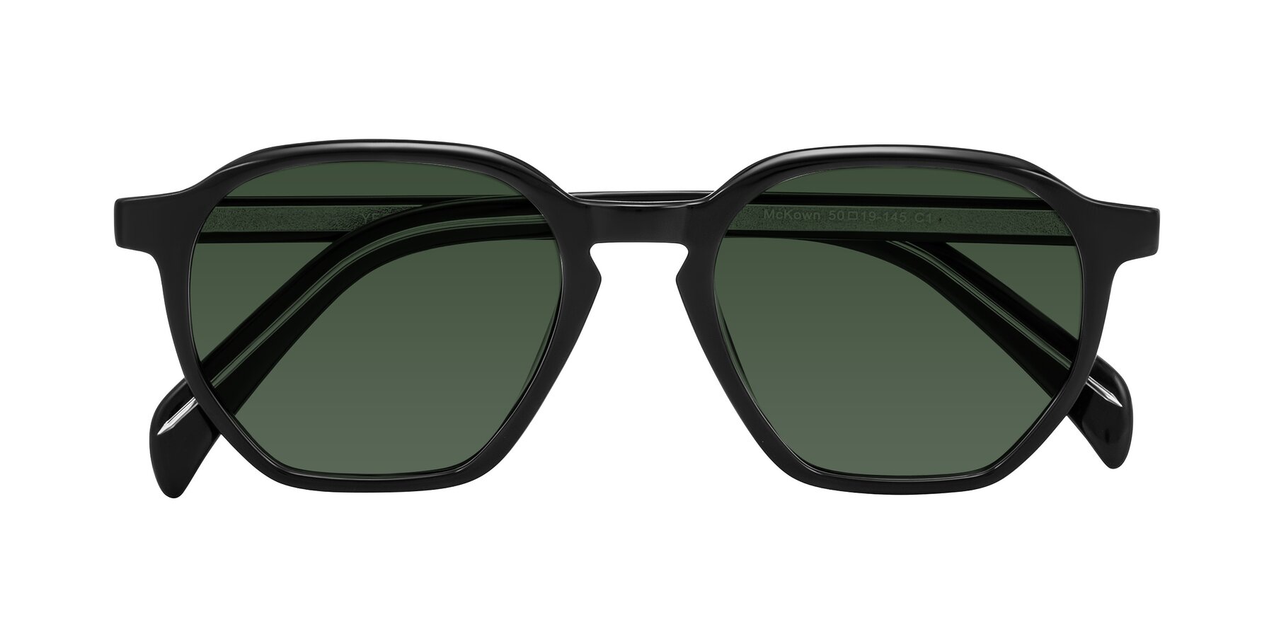 Folded Front of McKown in Black with Green Tinted Lenses