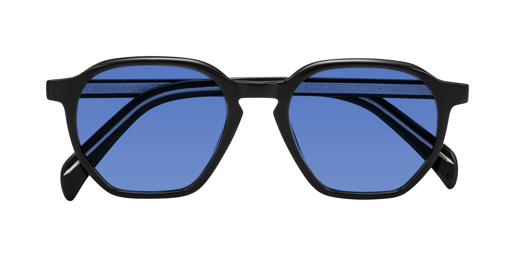 Folded Front of McKown in Black with Blue Tinted Lenses