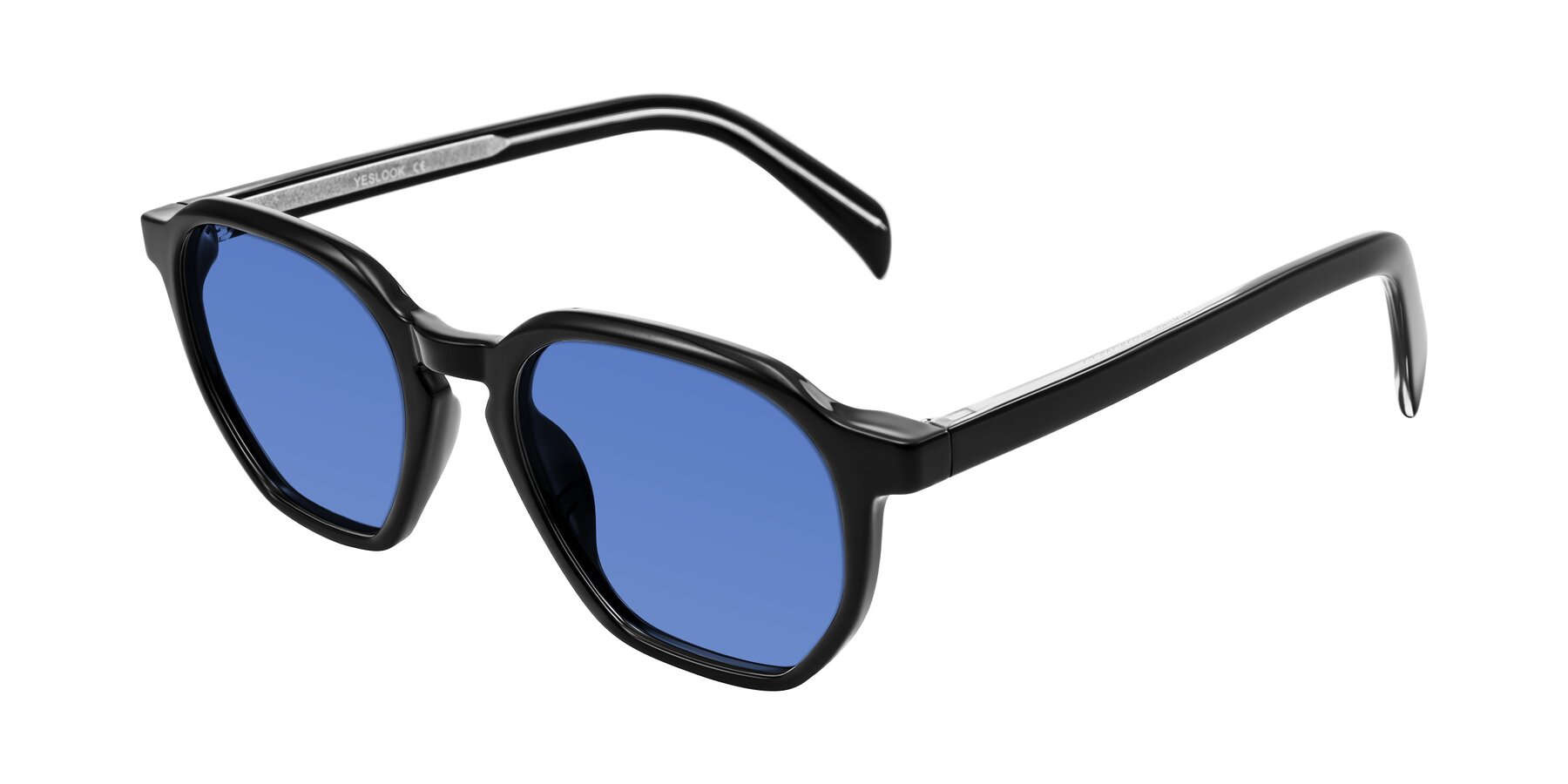 Angle of McKown in Black with Blue Tinted Lenses