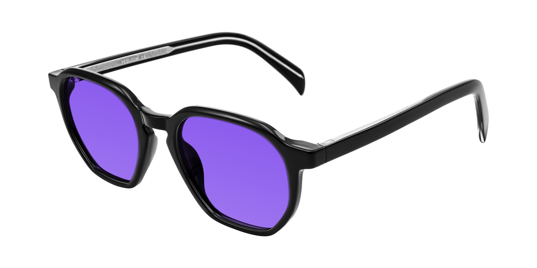 Angle of McKown in Black with Purple Tinted Lenses