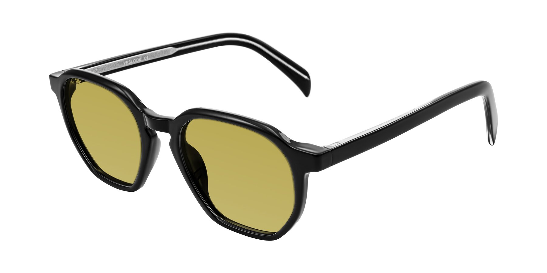 Angle of McKown in Black with Champagne Tinted Lenses