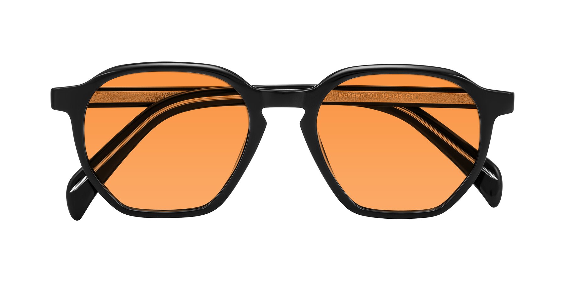 Folded Front of McKown in Black with Orange Tinted Lenses