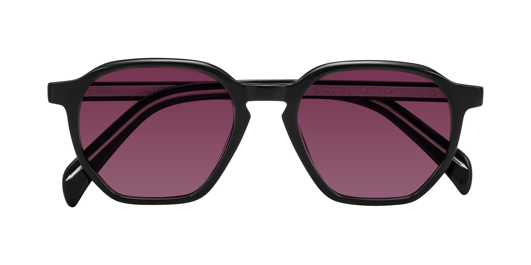 Folded Front of McKown in Black with Wine Tinted Lenses