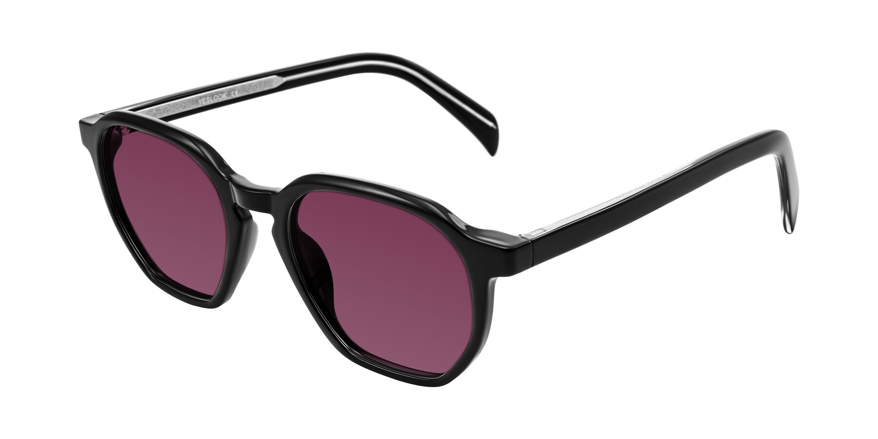 Angle of McKown in Black with Wine Tinted Lenses