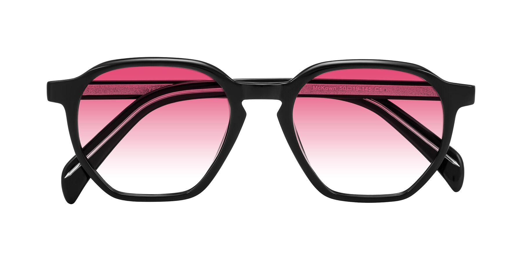 Folded Front of McKown in Black with Pink Gradient Lenses