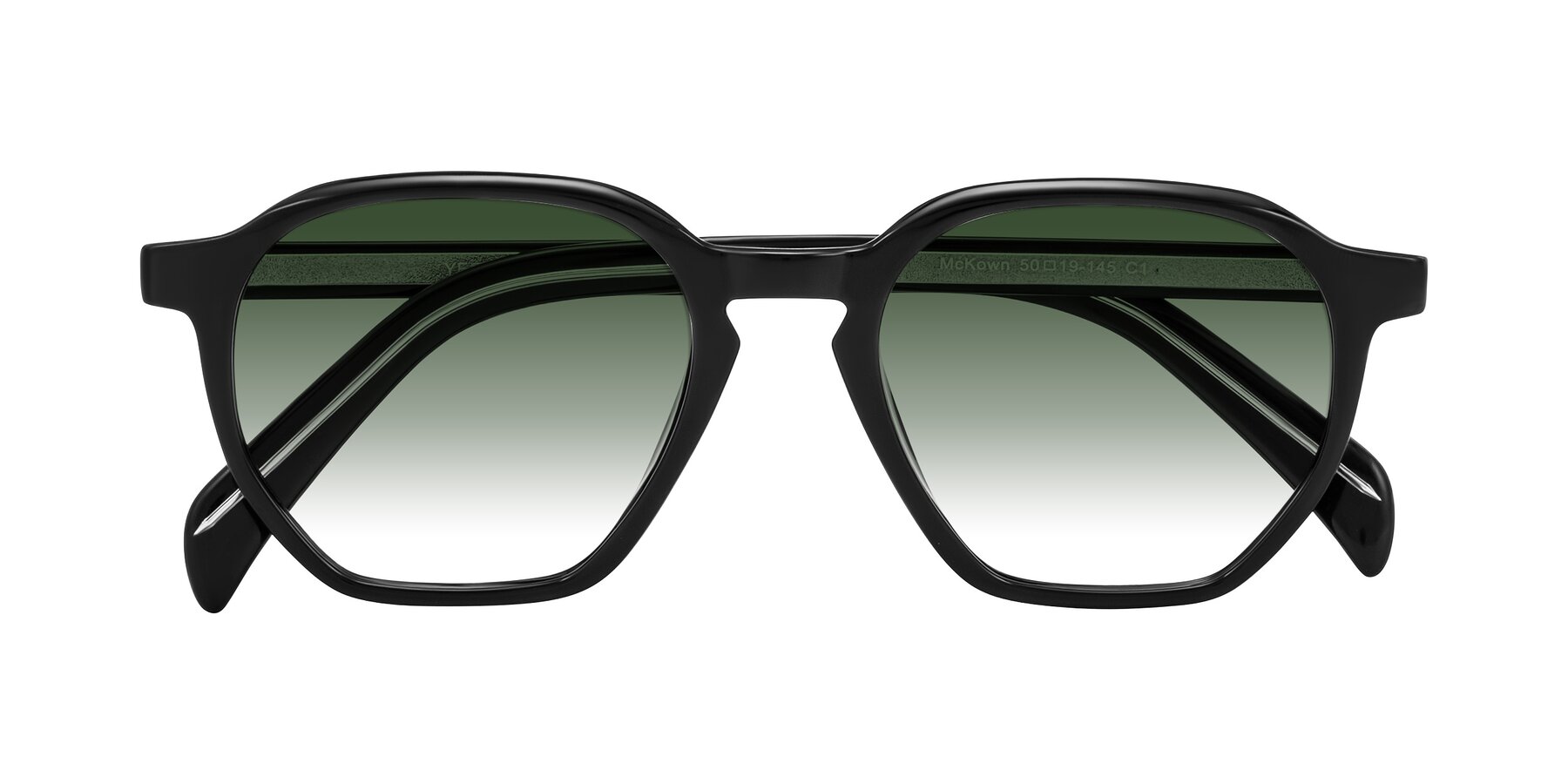Folded Front of McKown in Black with Green Gradient Lenses