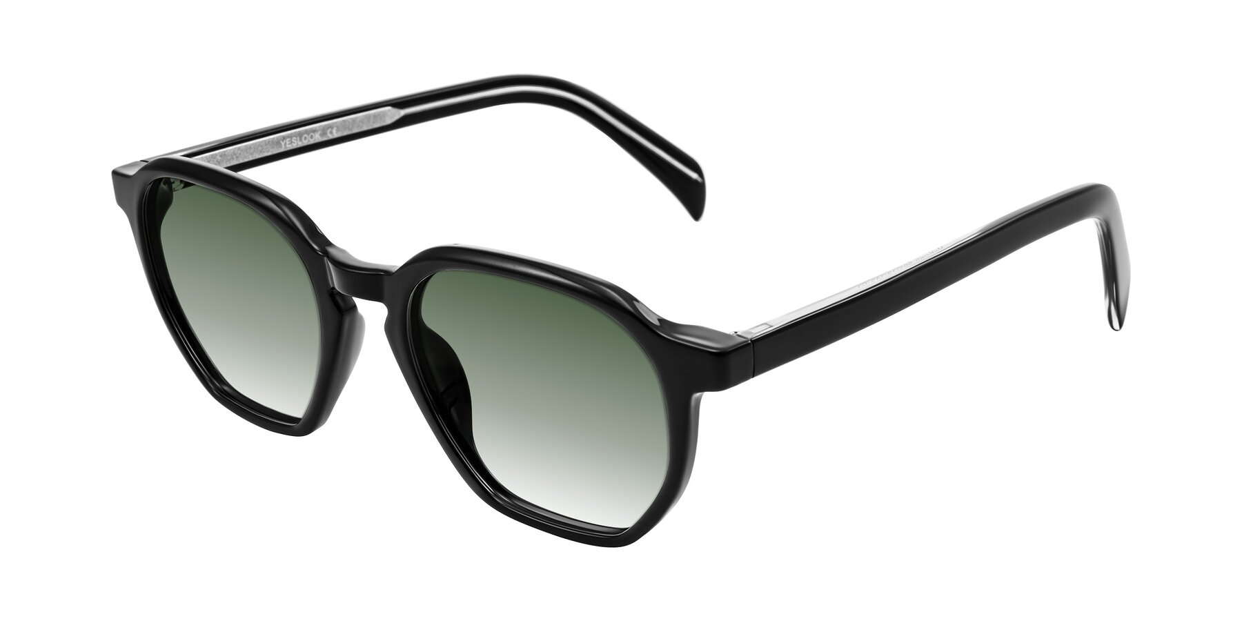 Angle of McKown in Black with Green Gradient Lenses