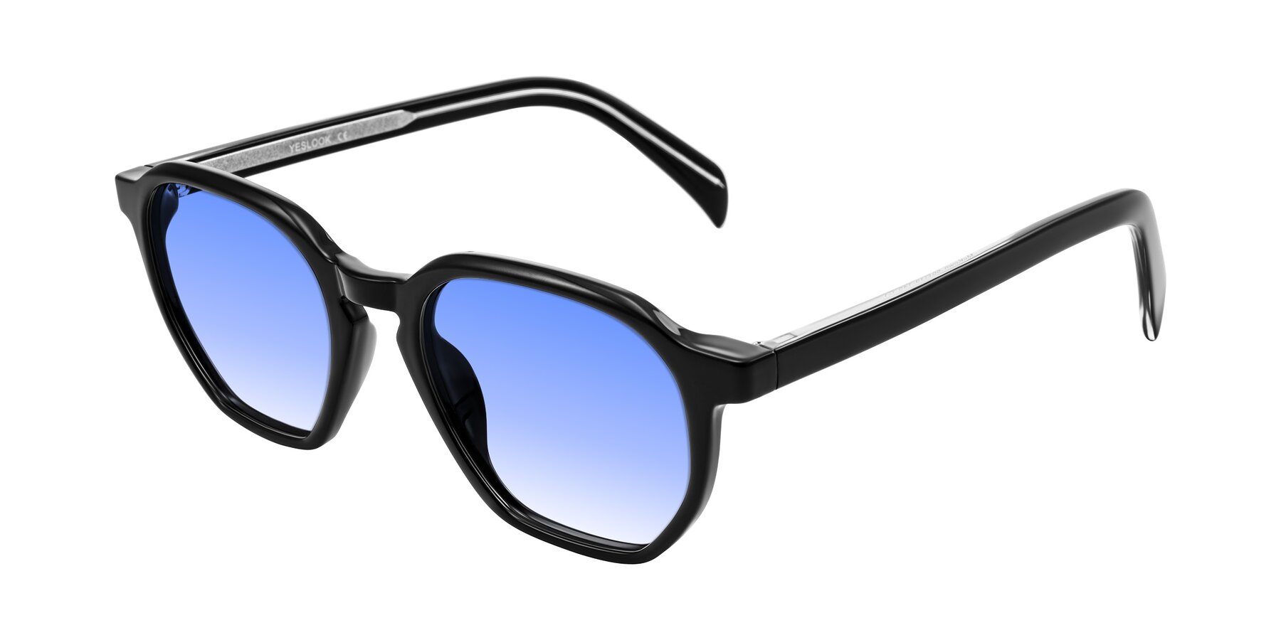 Angle of McKown in Black with Blue Gradient Lenses