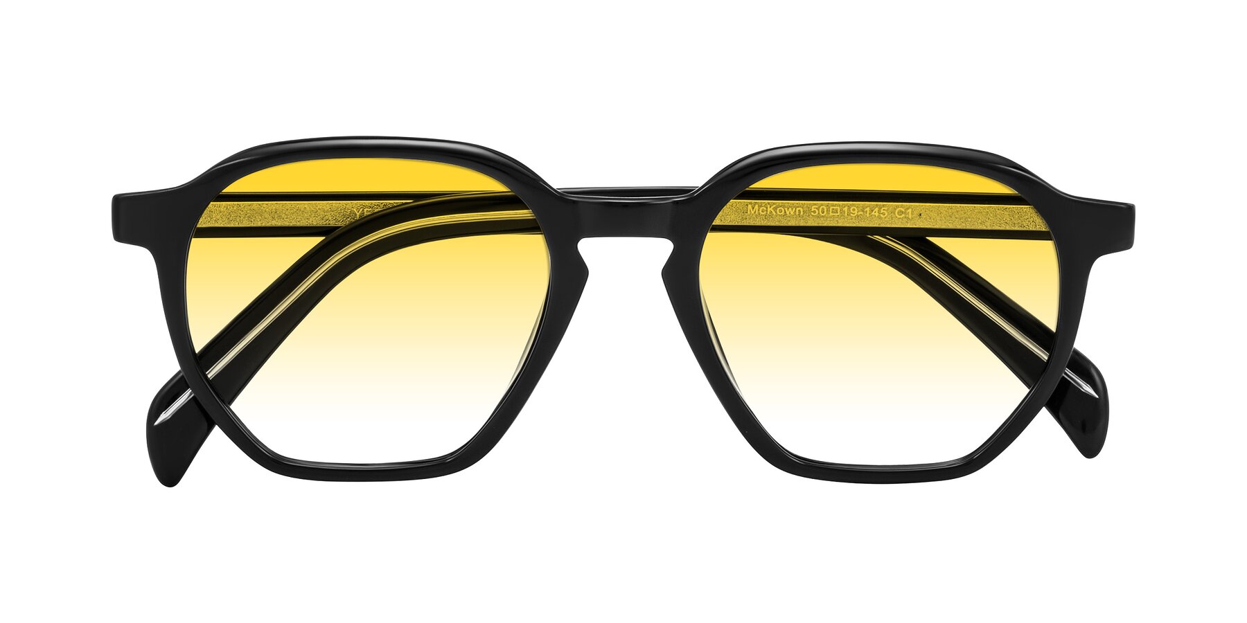 Folded Front of McKown in Black with Yellow Gradient Lenses