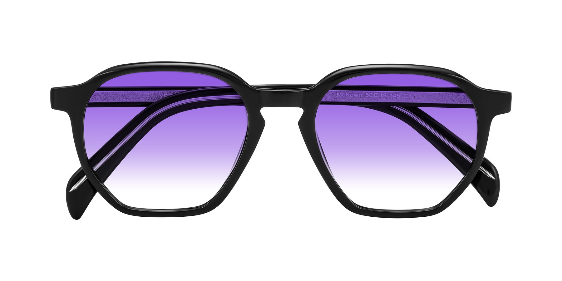 Folded Front of McKown in Black with Purple Gradient Lenses