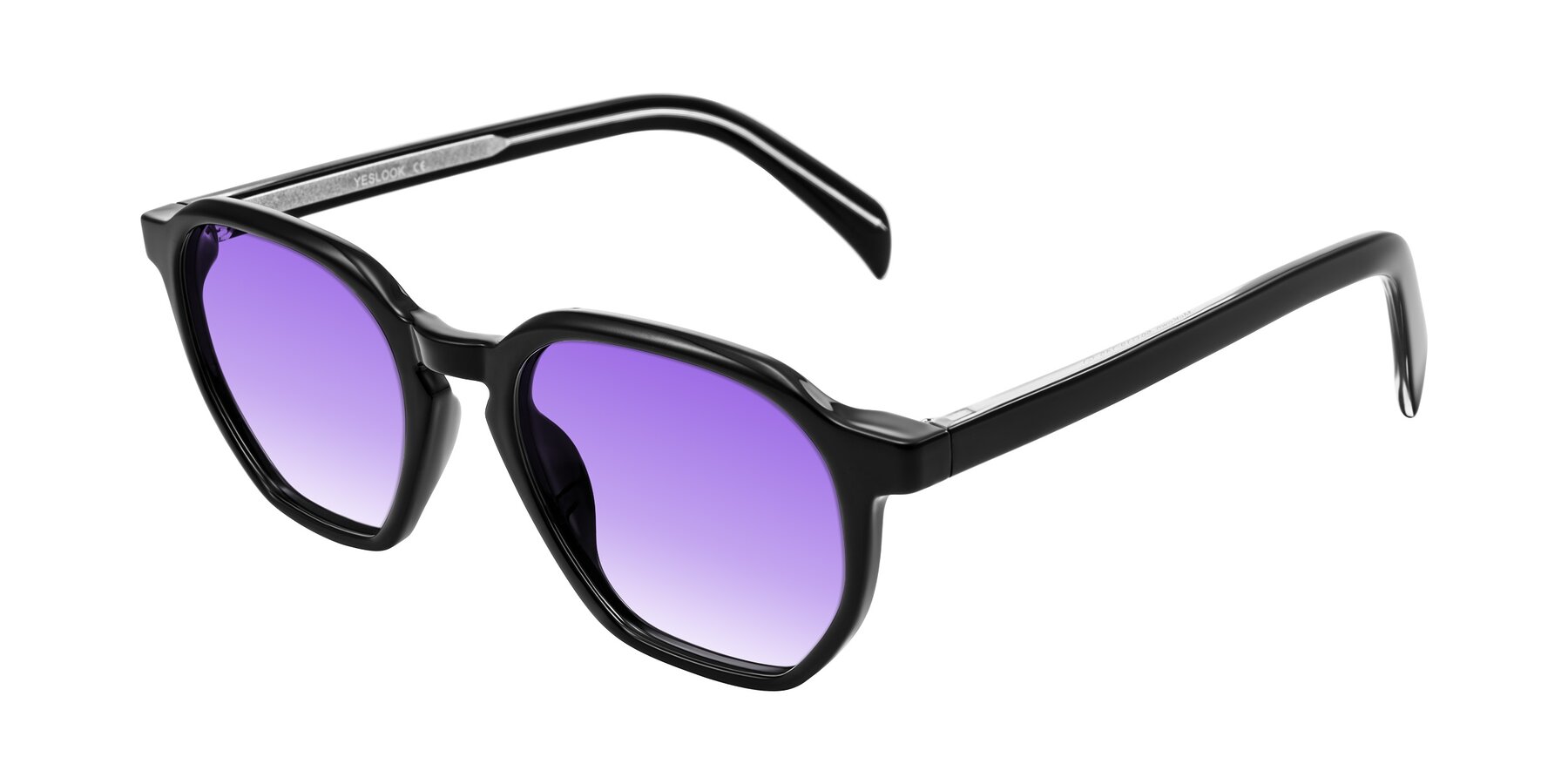 Angle of McKown in Black with Purple Gradient Lenses