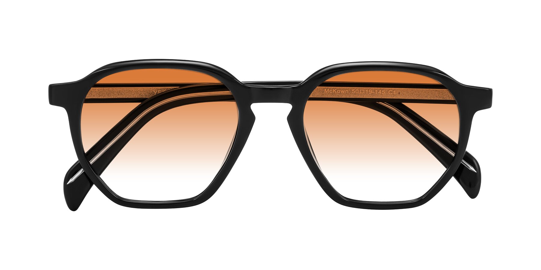Folded Front of McKown in Black with Orange Gradient Lenses