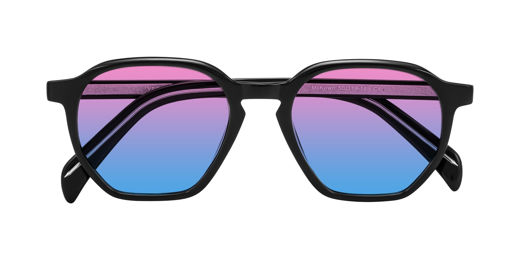Folded Front of McKown in Black with Pink / Blue Gradient Lenses