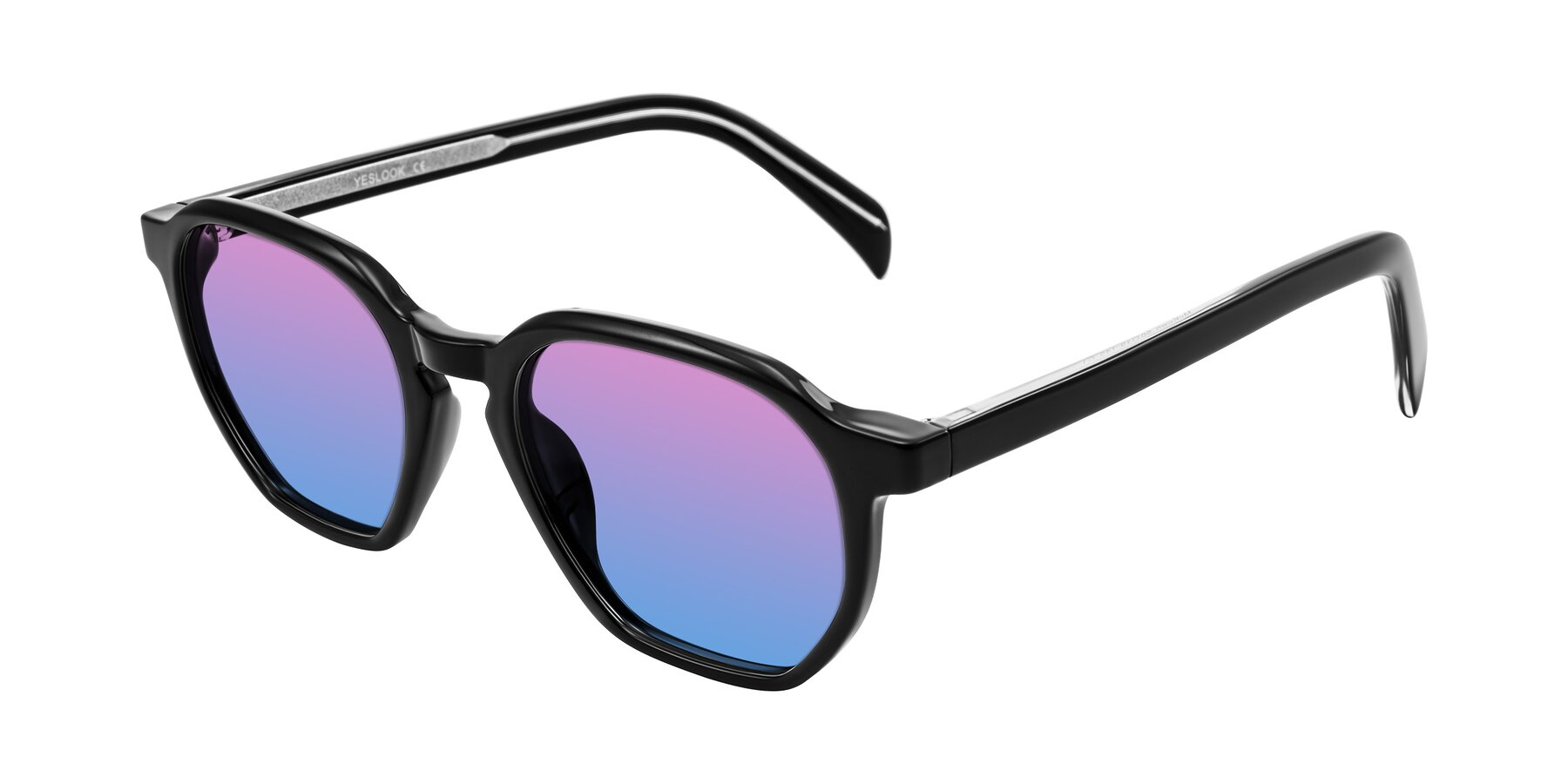 Angle of McKown in Black with Pink / Blue Gradient Lenses