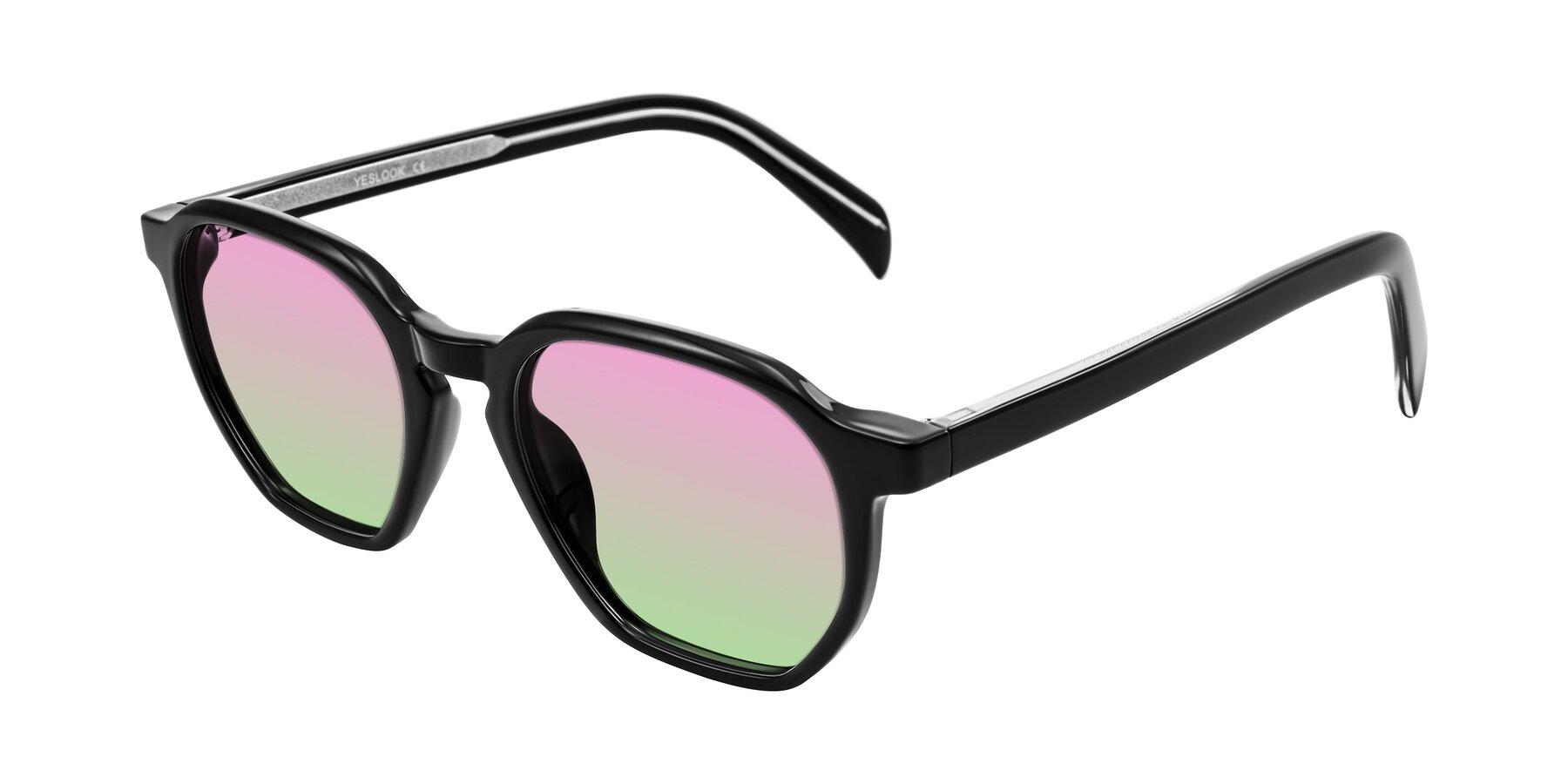 Angle of McKown in Black with Pink / Green Gradient Lenses