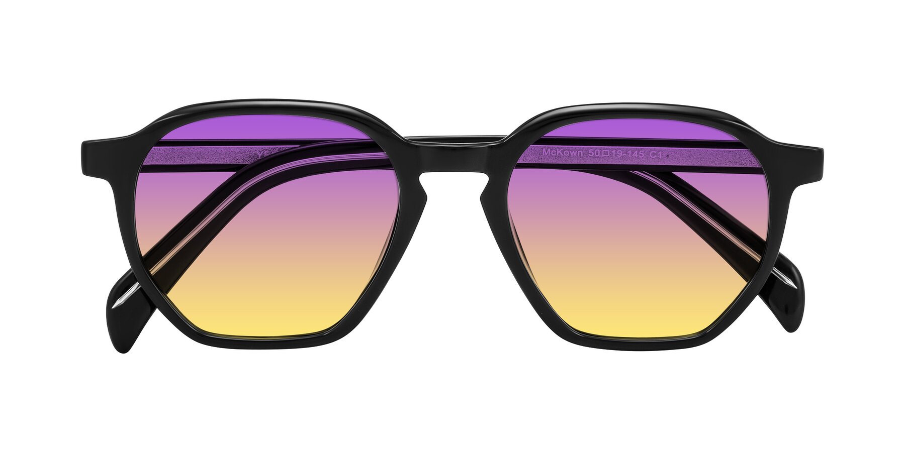 Folded Front of McKown in Black with Purple / Yellow Gradient Lenses