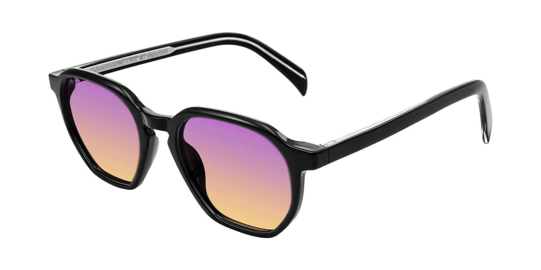 Angle of McKown in Black with Purple / Yellow Gradient Lenses