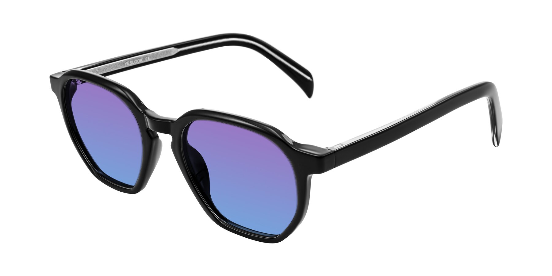 Angle of McKown in Black with Purple / Blue Gradient Lenses