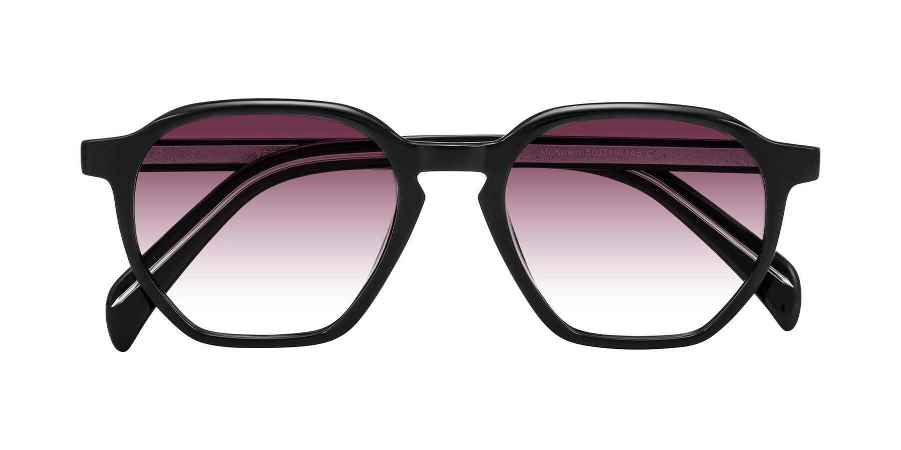 Folded Front of McKown in Black with Wine Gradient Lenses