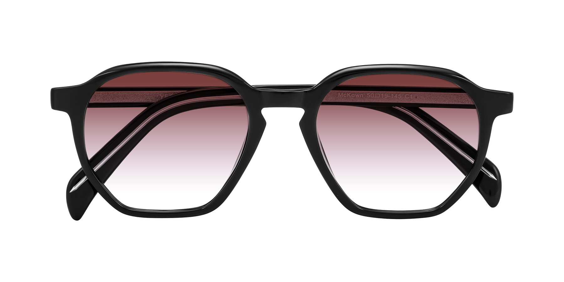 Folded Front of McKown in Black with Garnet Gradient Lenses