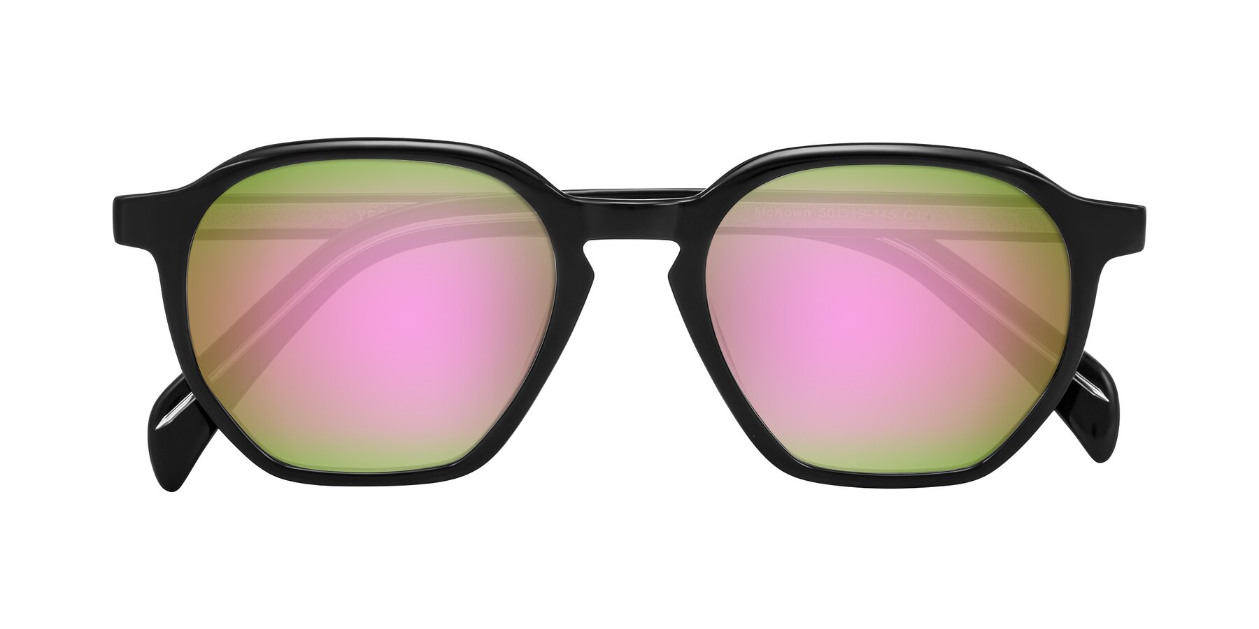 Folded Front of McKown in Black with Pink Mirrored Lenses