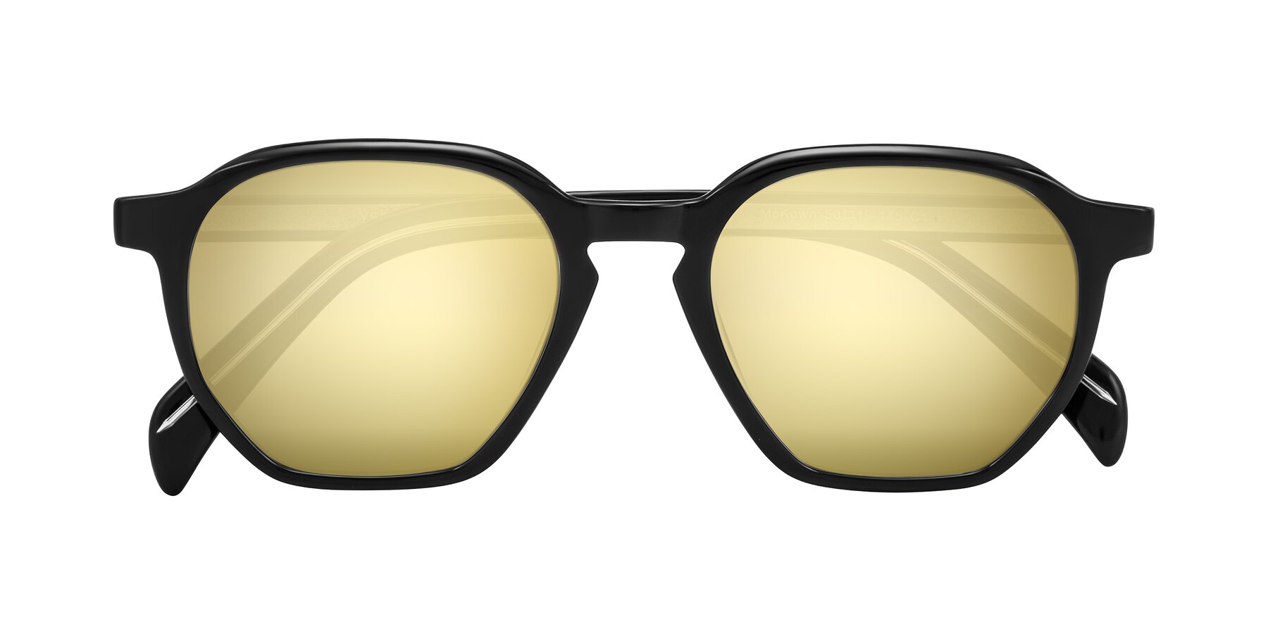 Folded Front of McKown in Black with Gold Mirrored Lenses