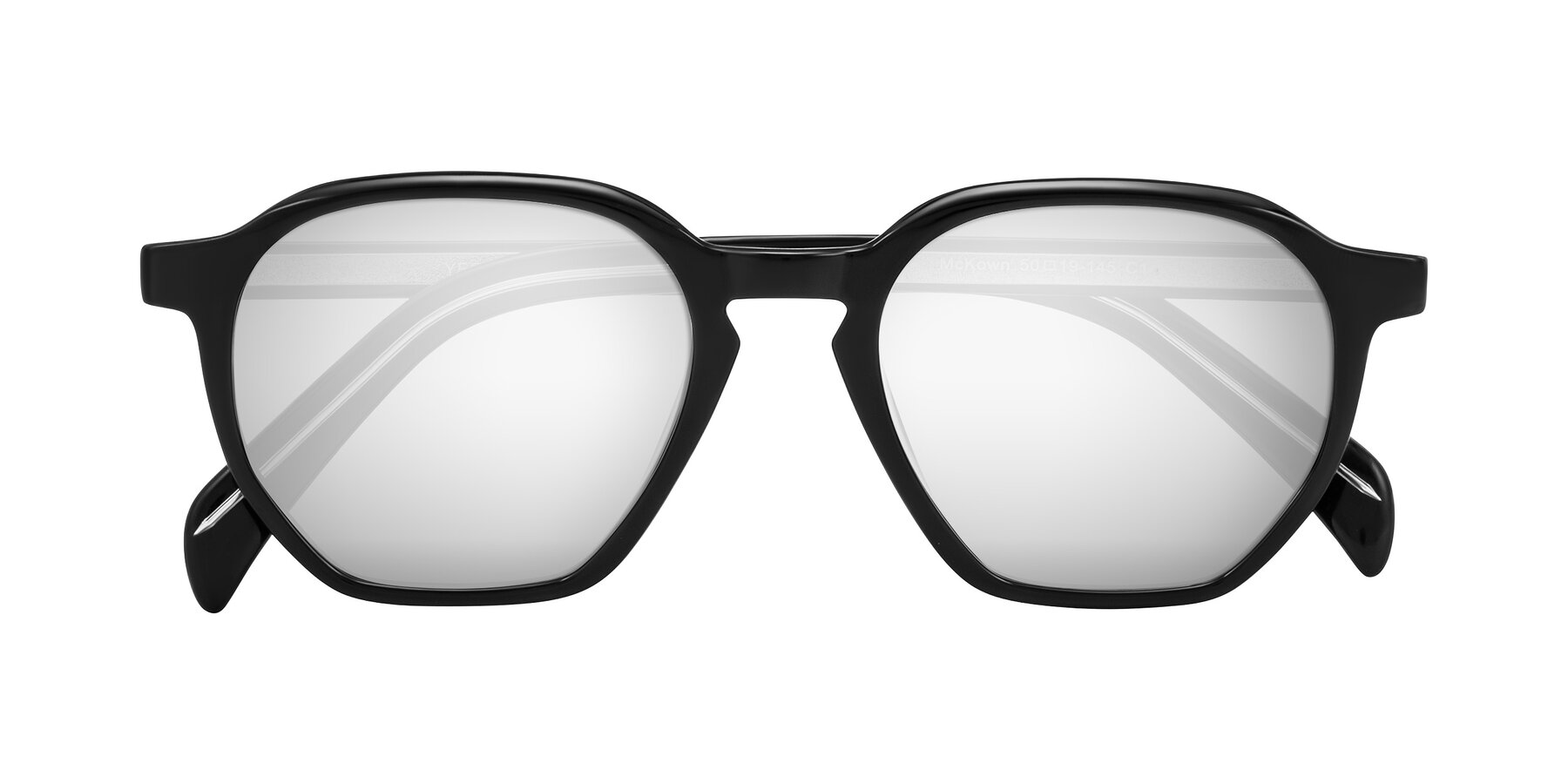 Folded Front of McKown in Black with Silver Mirrored Lenses