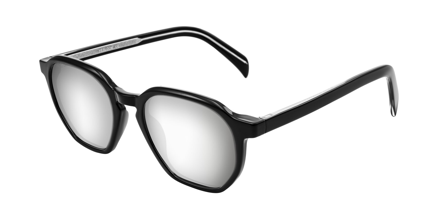 Angle of McKown in Black with Silver Mirrored Lenses