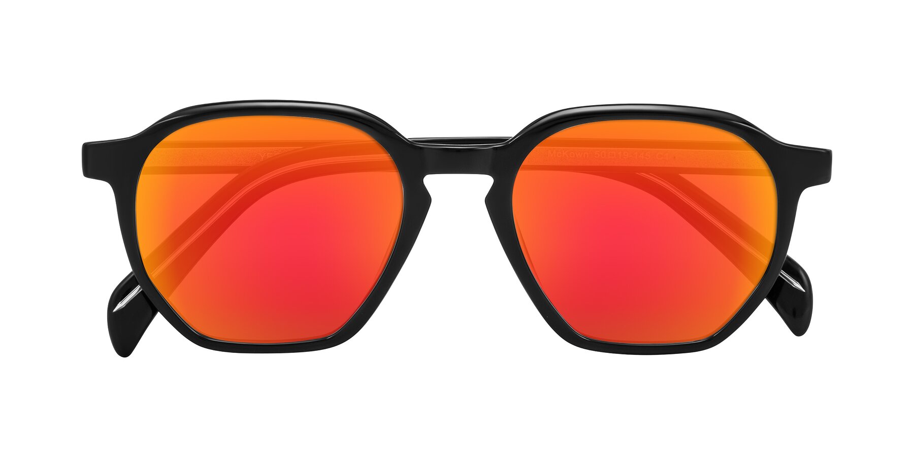 Folded Front of McKown in Black with Red Gold Mirrored Lenses