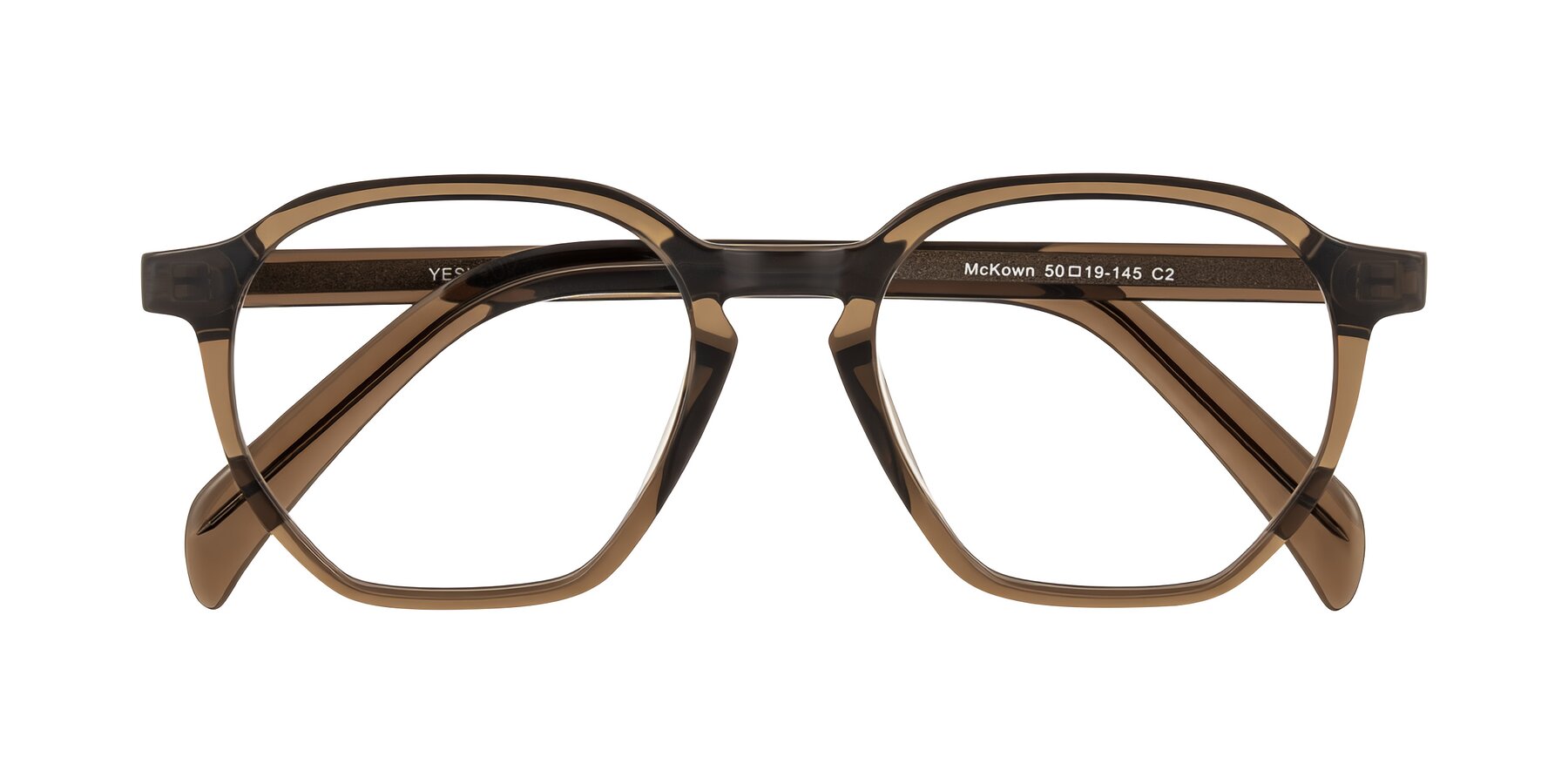 Folded Front of McKown in Brown with Clear Eyeglass Lenses