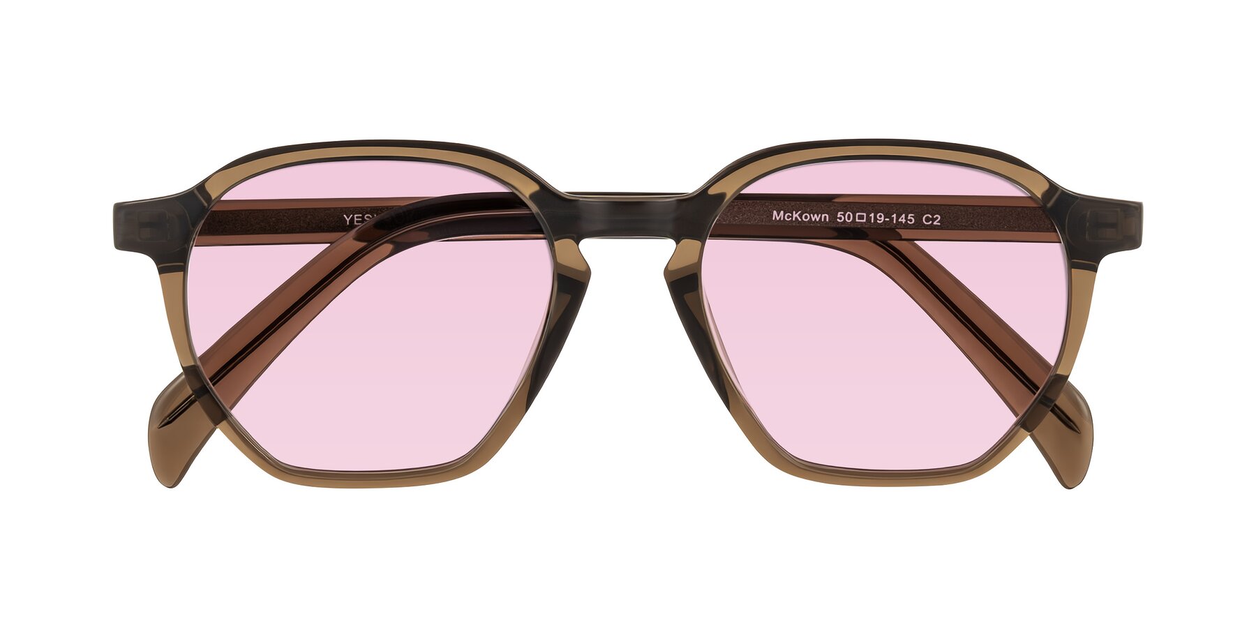 Folded Front of McKown in Brown with Light Pink Tinted Lenses