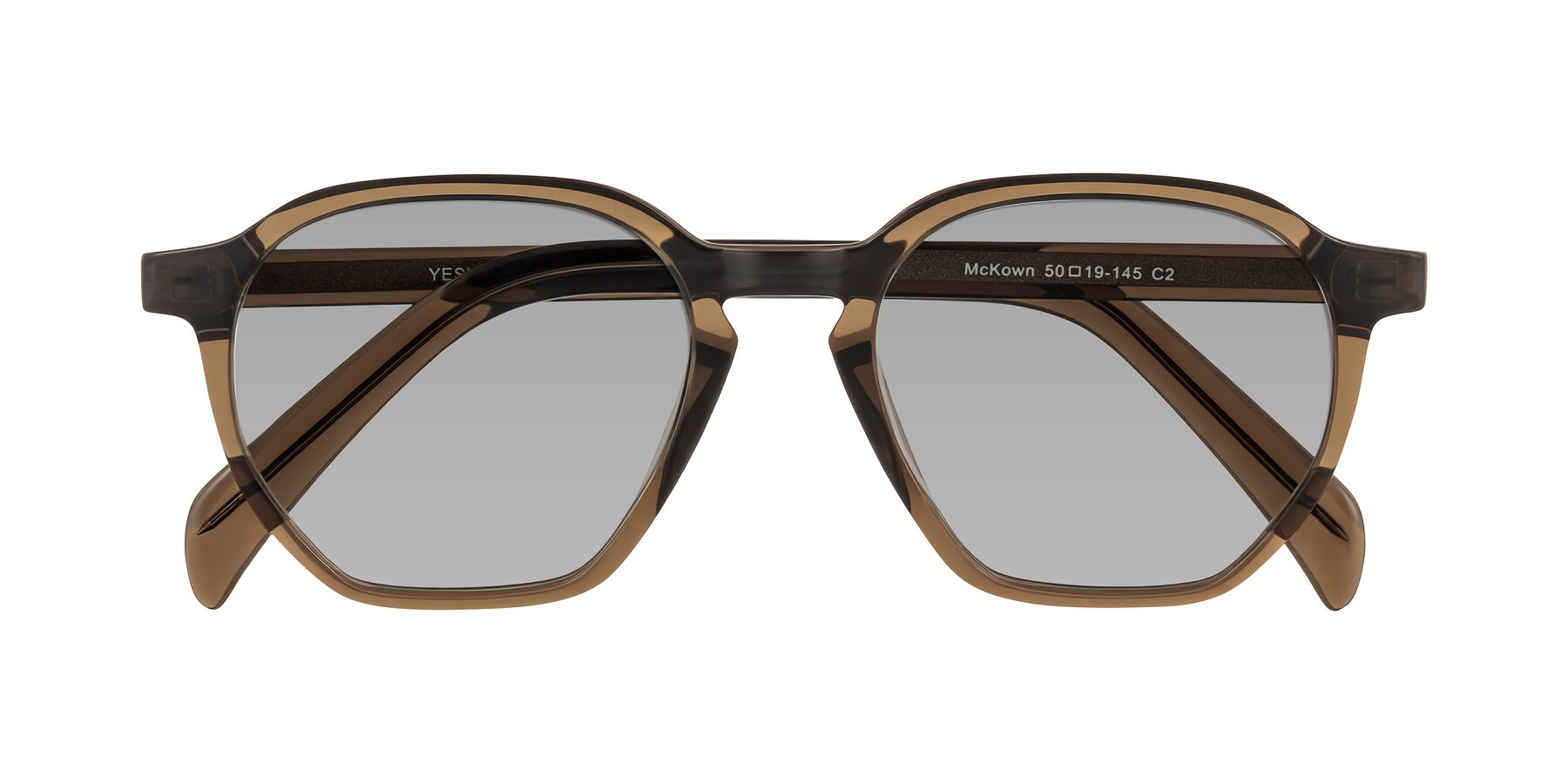 Folded Front of McKown in Brown with Light Gray Tinted Lenses