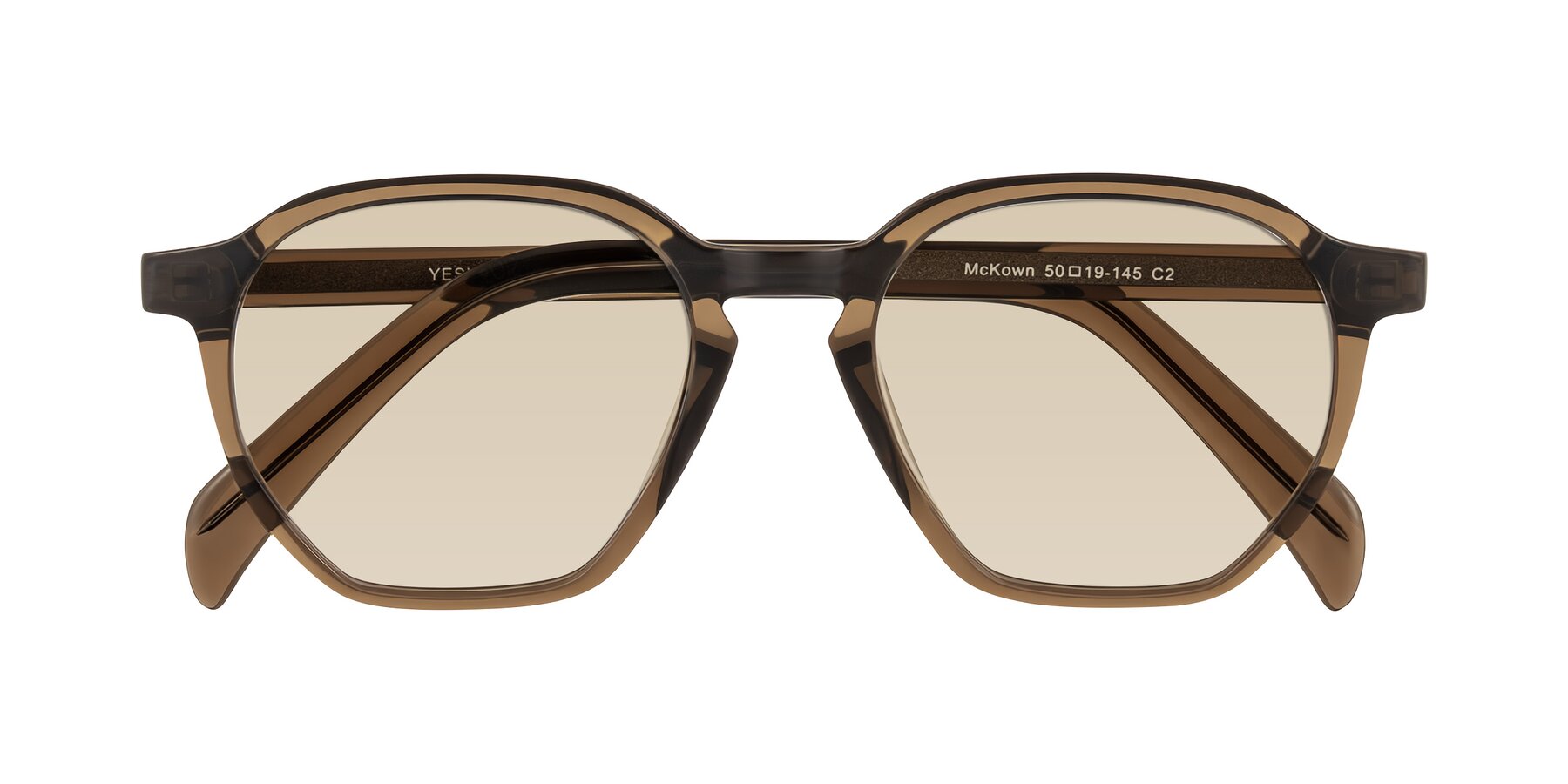 Folded Front of McKown in Brown with Light Brown Tinted Lenses