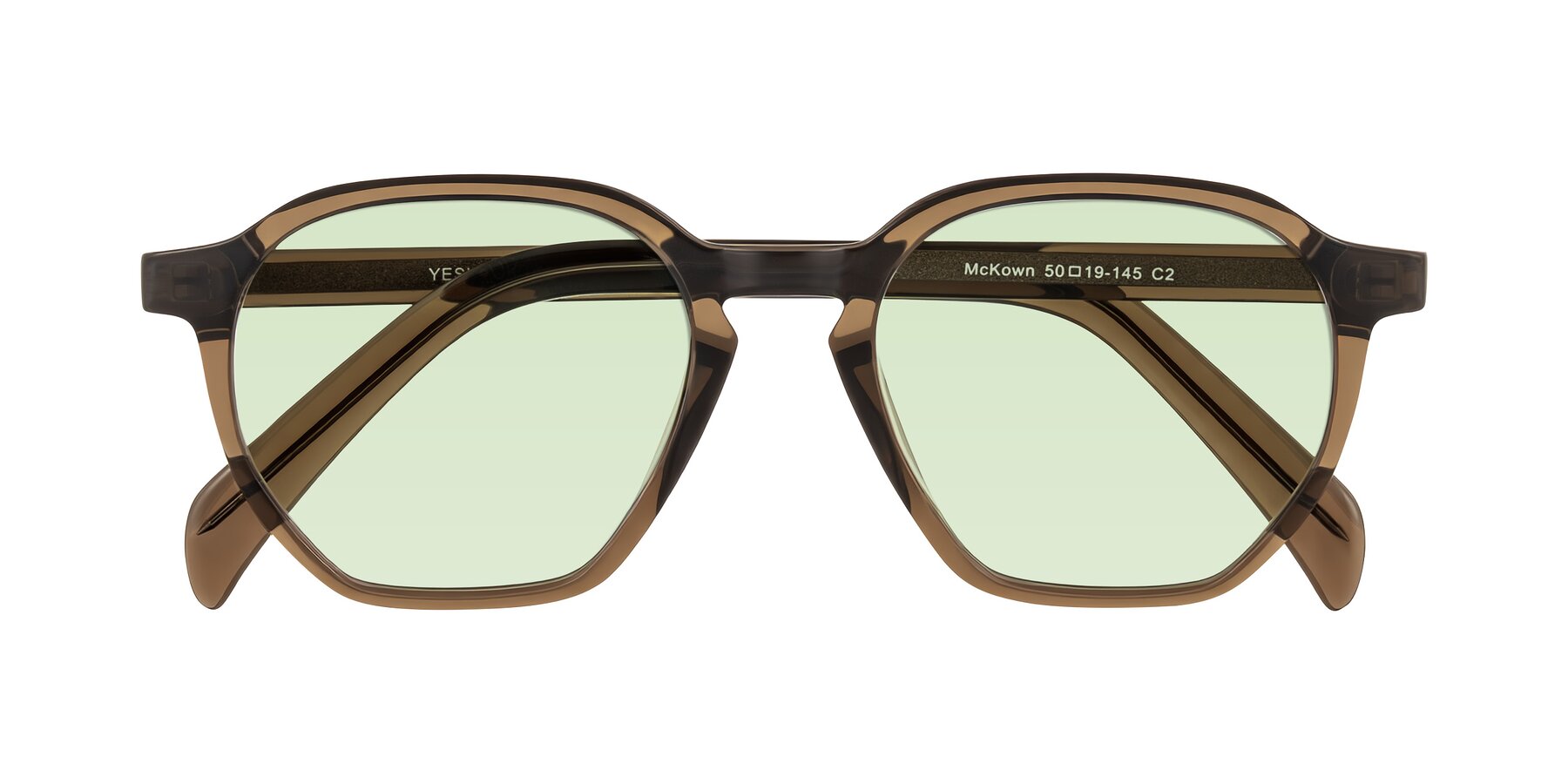 Folded Front of McKown in Brown with Light Green Tinted Lenses