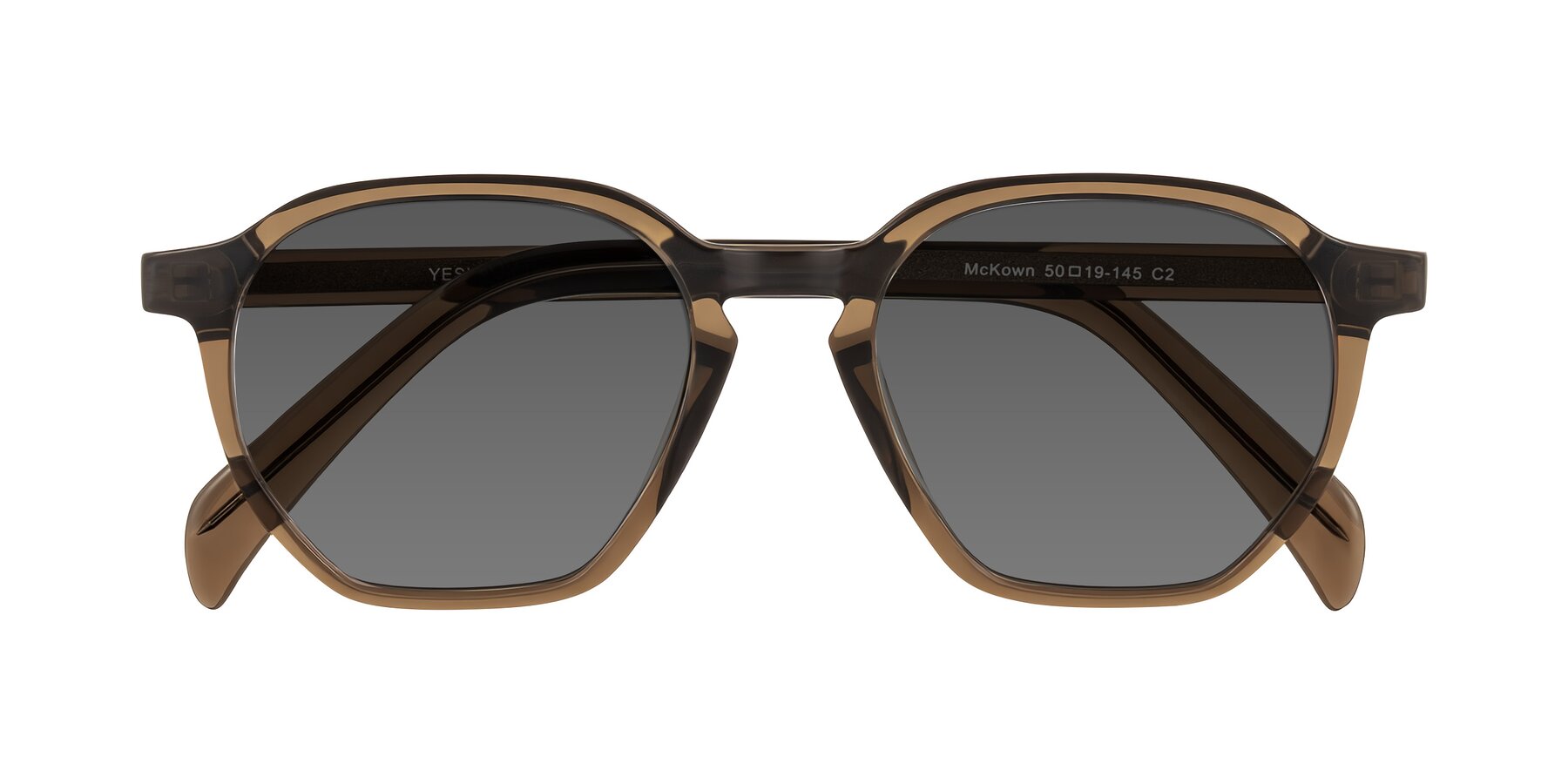 Folded Front of McKown in Brown with Medium Gray Tinted Lenses