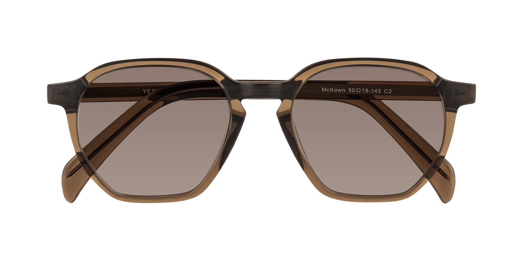 Folded Front of McKown in Brown with Medium Brown Tinted Lenses