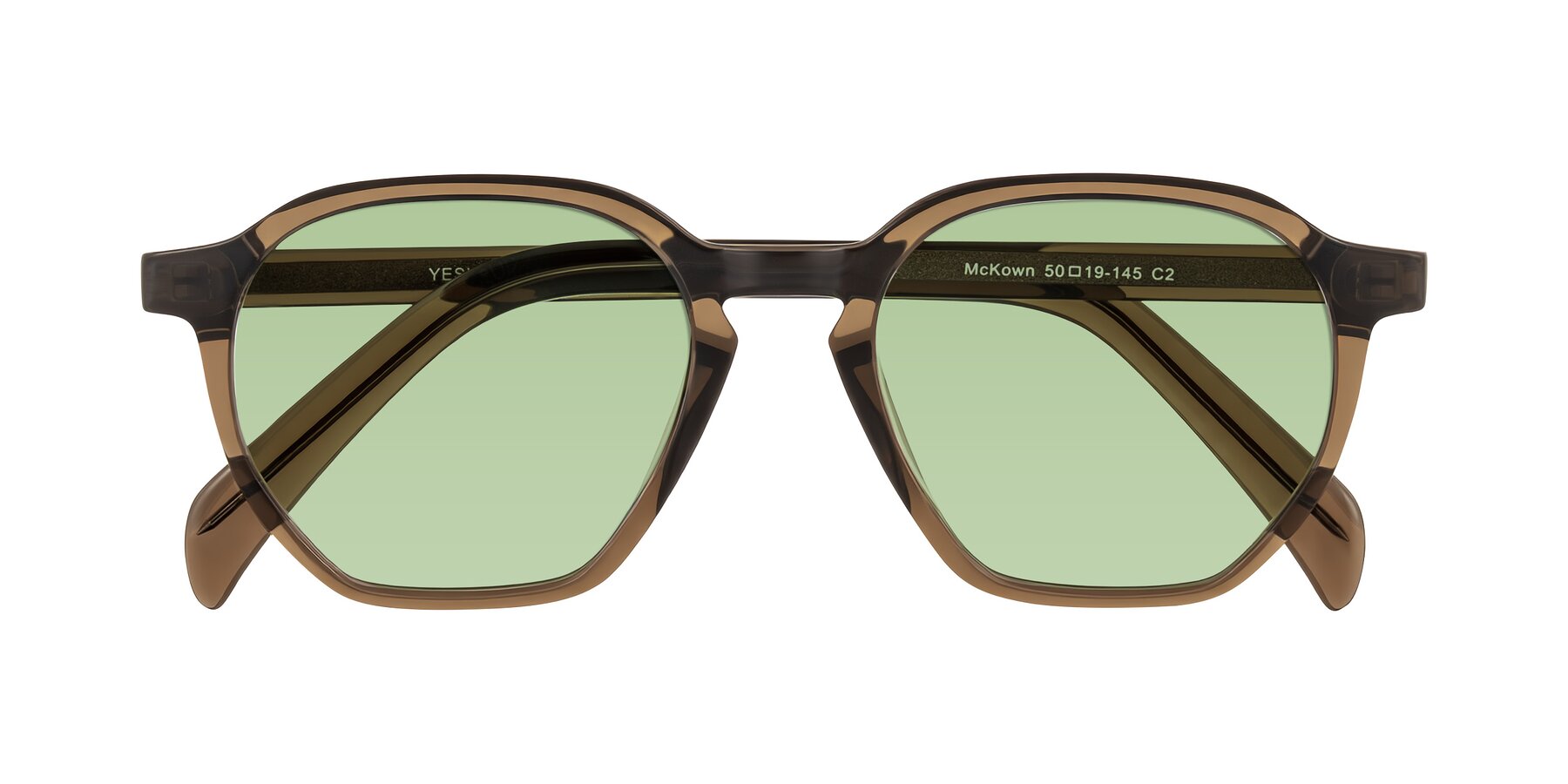Folded Front of McKown in Brown with Medium Green Tinted Lenses