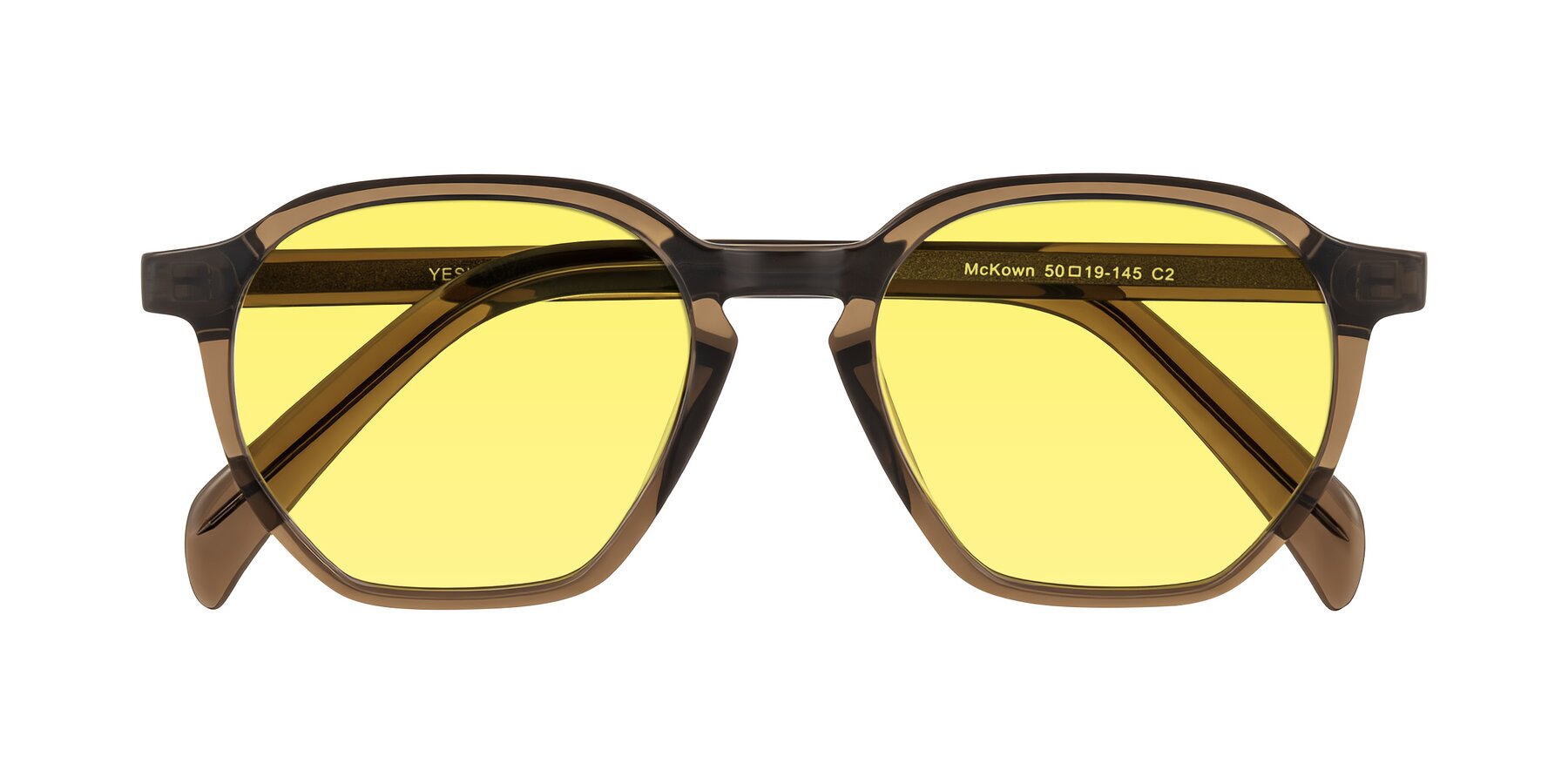 Folded Front of McKown in Brown with Medium Yellow Tinted Lenses