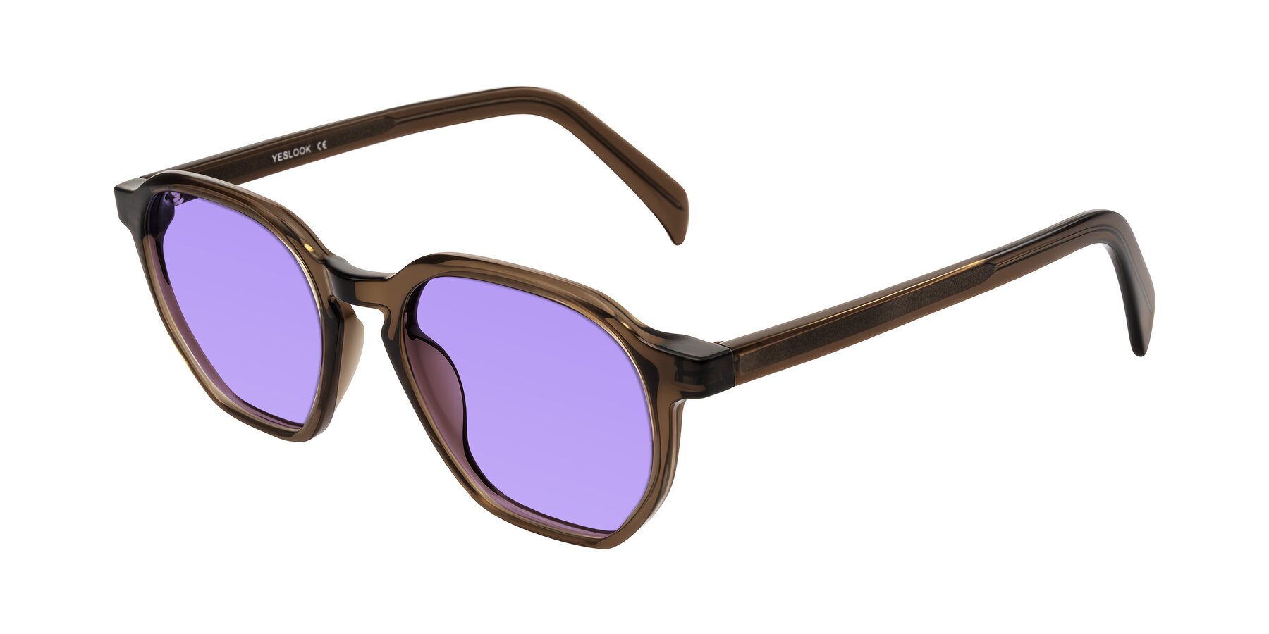 Angle of McKown in Brown with Medium Purple Tinted Lenses