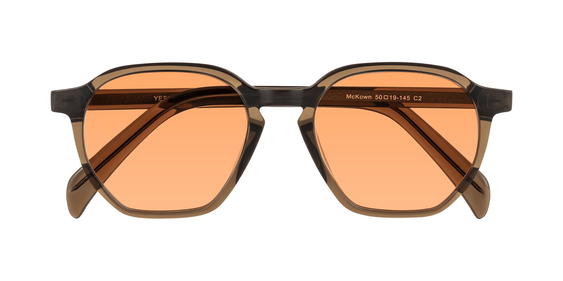 Folded Front of McKown in Brown with Medium Orange Tinted Lenses