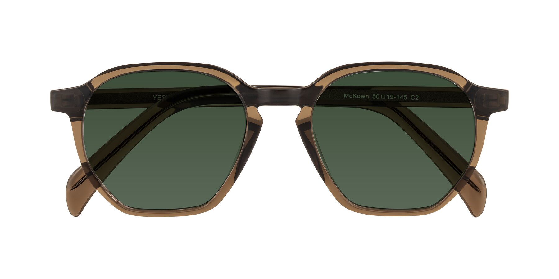 Folded Front of McKown in Brown with Green Tinted Lenses