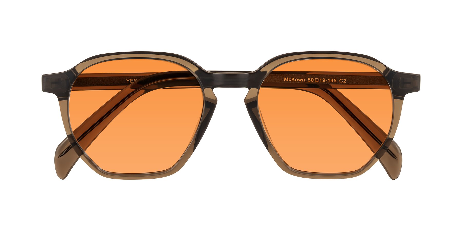 Folded Front of McKown in Brown with Orange Tinted Lenses
